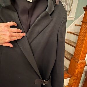 Helmet Lang black blazer with leather trim